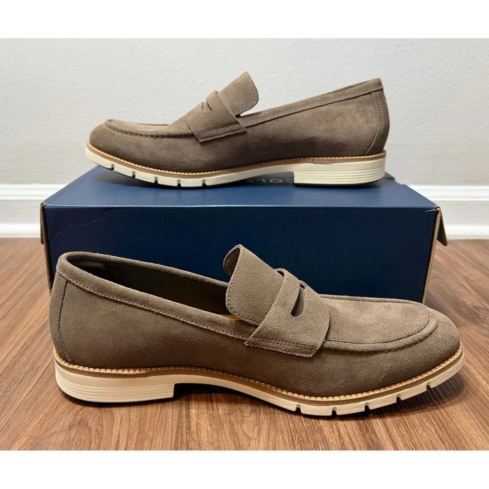 Cole Haan FlexGrand+ Penny Loafers Truffle Brown Suede Shoes (C41635) Sz 8